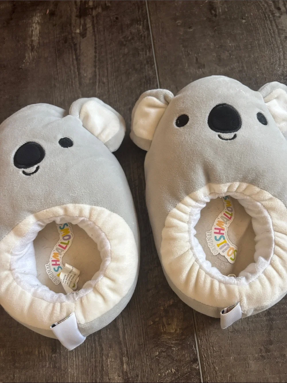 2 pairs Squishmallows Gray Koala and Gray Teal Narwhal Plush Slippers size 13-1